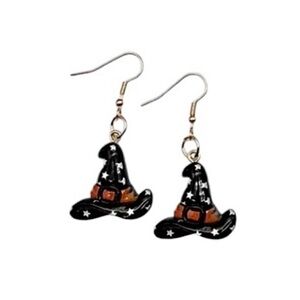Black Halloween Witch Hat Earrings